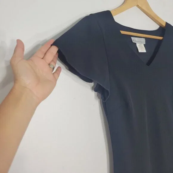 Dressbarn Women's Black Flowing Sleeve Evening V-neck Cocktail Dress Size 8 - Picture 3 of 9